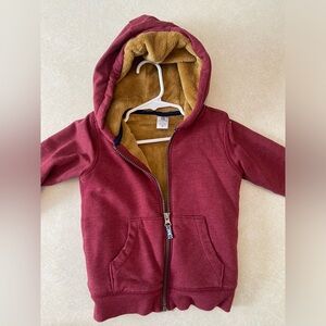 Toddler boy Carters Maroon Hoodie with fuzzy Brown Lining